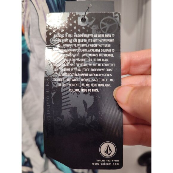 Volcom Mens Cut out Modern‎ fit Short Sleeve Button-Up LARGE Blue Green Floral - Picture 6 of 13